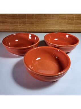 Homer Laughlin Orange Soup Bowls Set of 3 – 5.5" & 5" Vintage USA